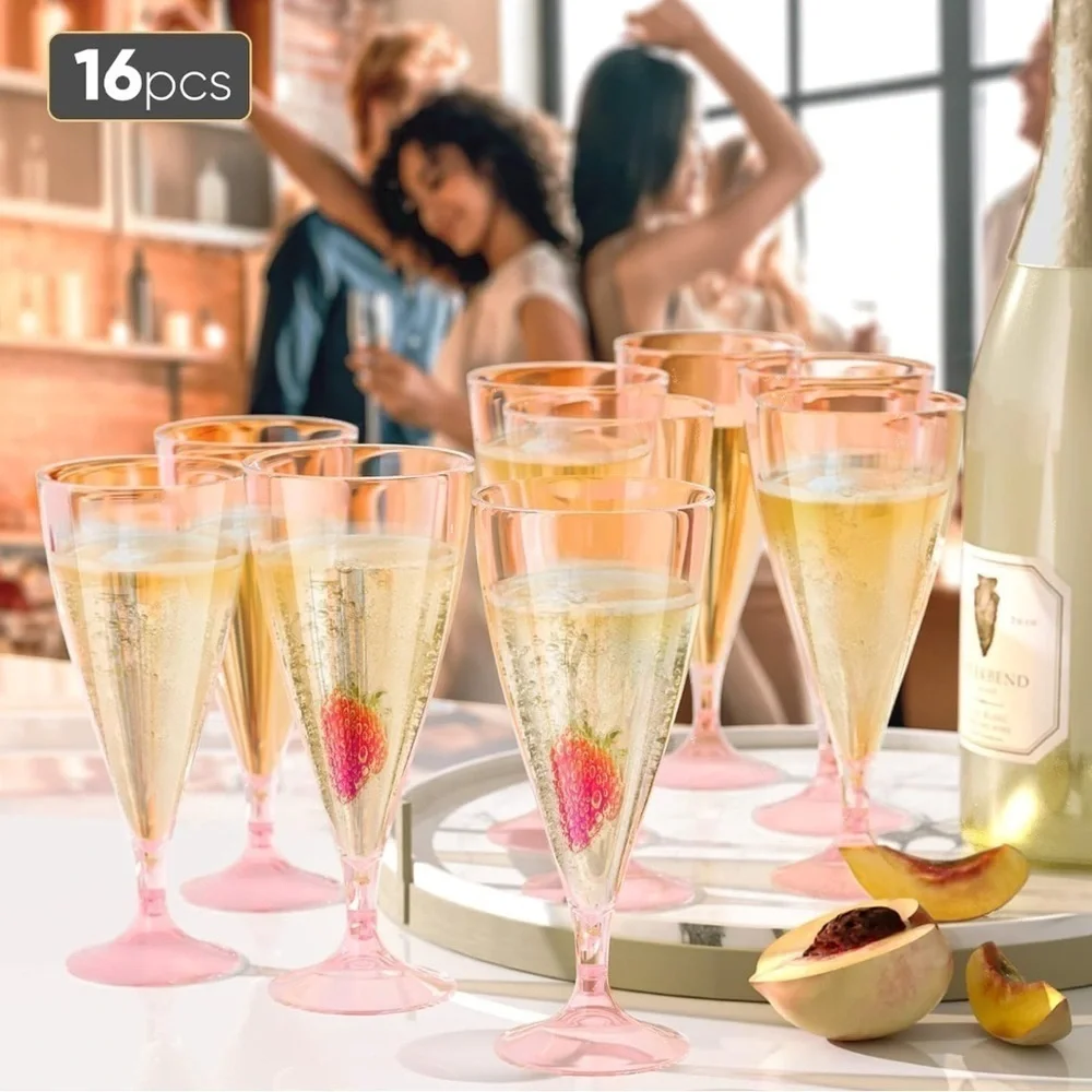 Elegant Pink Champagne Flutes set of 16 (056)